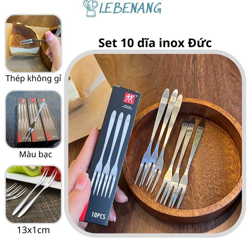 SET 10 NĨA ĂN HOA QUẢ TRÁI CÂY BẰNG INOX SANG TRỌNG CAO CẤP (T200) (SÉT)