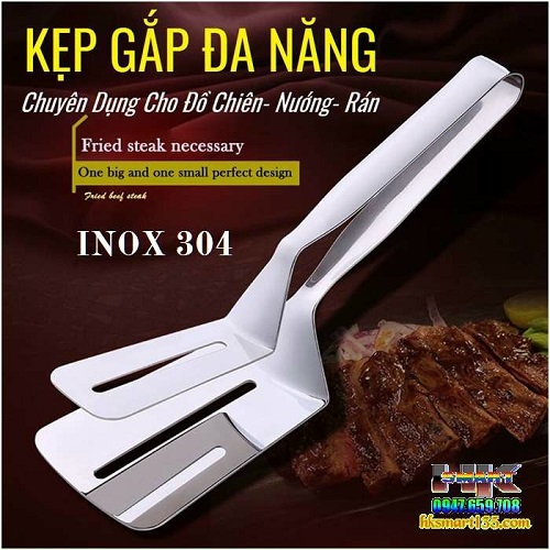 DỤNG CỤ KẸP XẺNG THỨC ĂN TIỆN DỤNG INOX 7 X 27CM (T240)