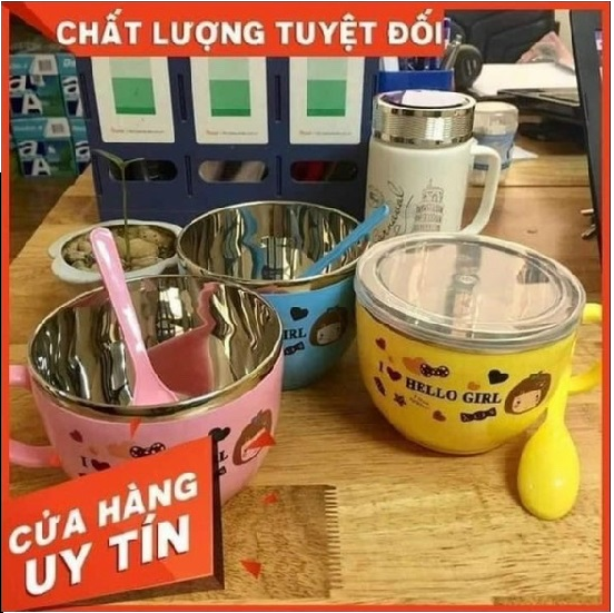 CA ÚP MÌ-ĂN BỘT CHÁO LÒNG INOX KÈM THÌA 500ML CÓ NẮP ĐẬY (T150)