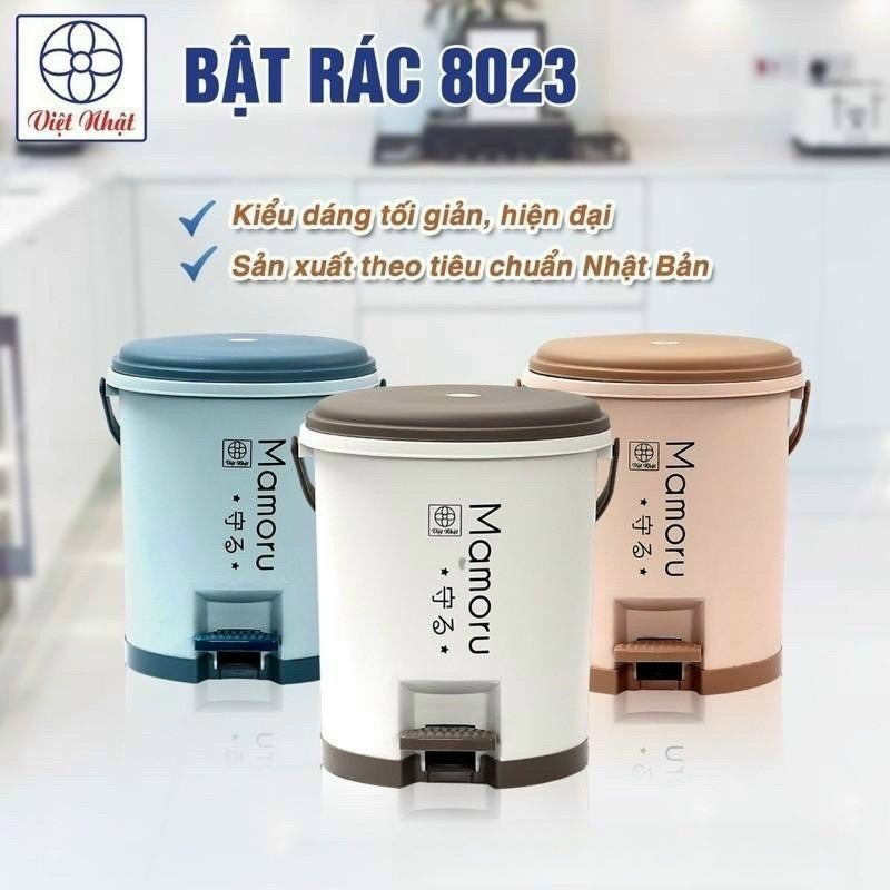 BẬT RÁC, SỌT RÁC NẮP TRÒN ĐẠP CHÂN CAO CẤP 10L VIỆT NHẬT MÃ 8023 (CÁI)