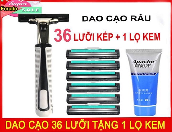 BỘ DAO CẠO RÂU TẶNG KÈM 36 LƯỠI DAO KÉP HÓT HÍT