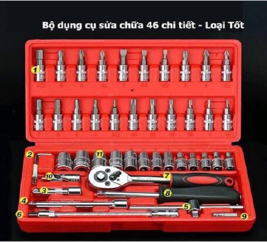 BỘ DỤNG CỤ SỬA CHỮA 46 MÓN TIỆN DỤNG(HỘP MÀU ĐỎ)