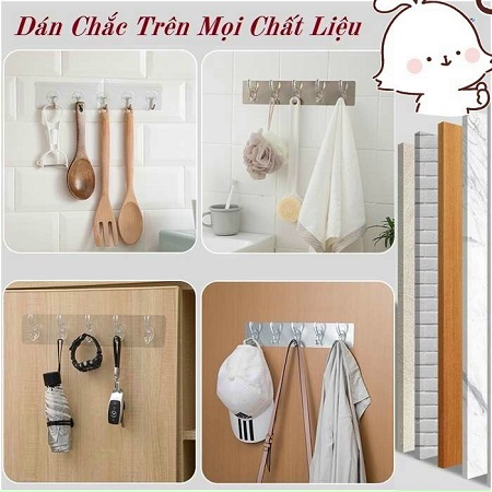 MÓC DÁN CƯỜNG LỰC BẺ CONG THEO BỀ MẶT TÙY THÍCH, KÈM THANH TREO ĐA NĂNG(LOẠI TRƠN)