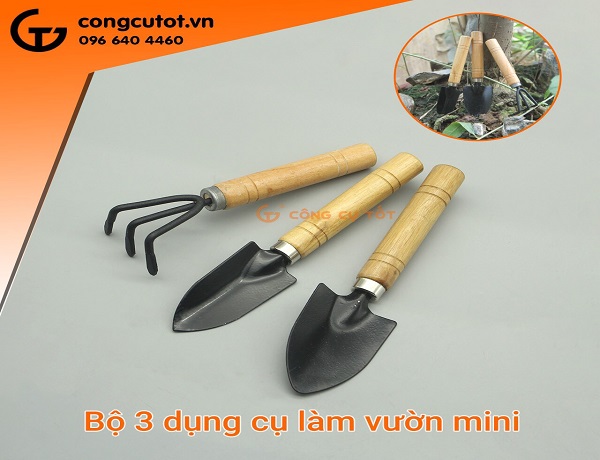 BỘ 3 DỤNG CỤ LÀM VƯỜN CÁN GỖ LOẠI LỚN