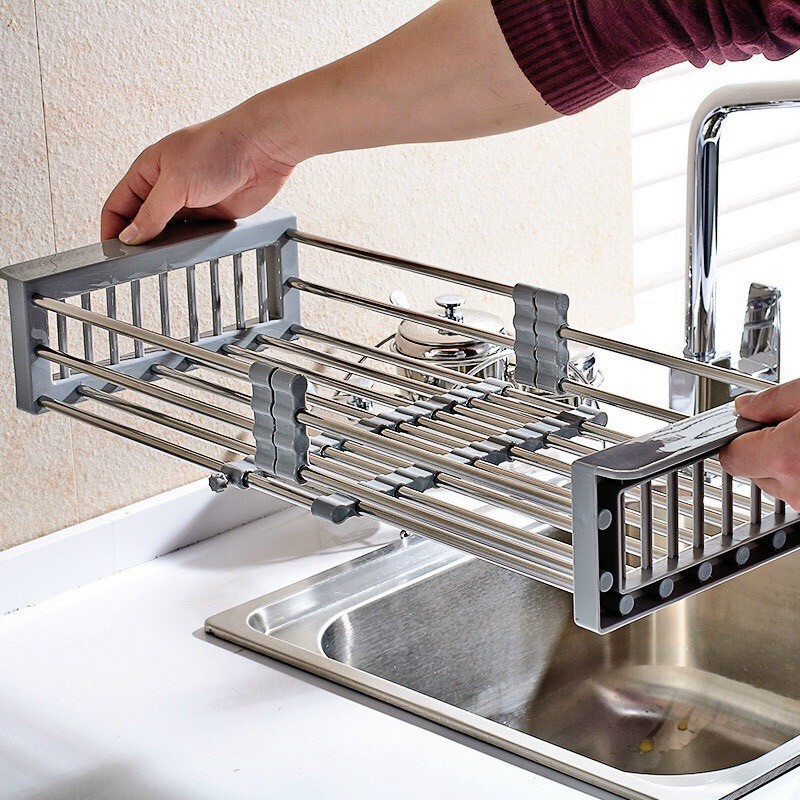 KỆ ÚP BÁT ĐĨA GÁC BỒN RỬA BÁT BẰNG INOX CAO CẤP KÉO RÚT THÔNG MINH PHÙ HỢP VỚI MỌI LOẠI BỒN RỬA GIÁ