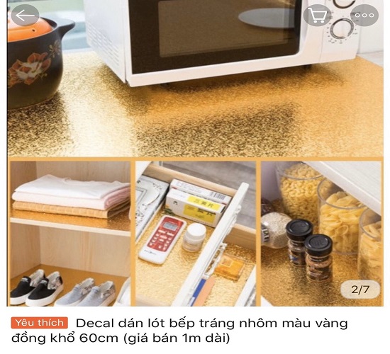 DECAL DÁN LÓT BẾP TRÁNG NHÔM MÀU VÀNG SANG TRỌNG