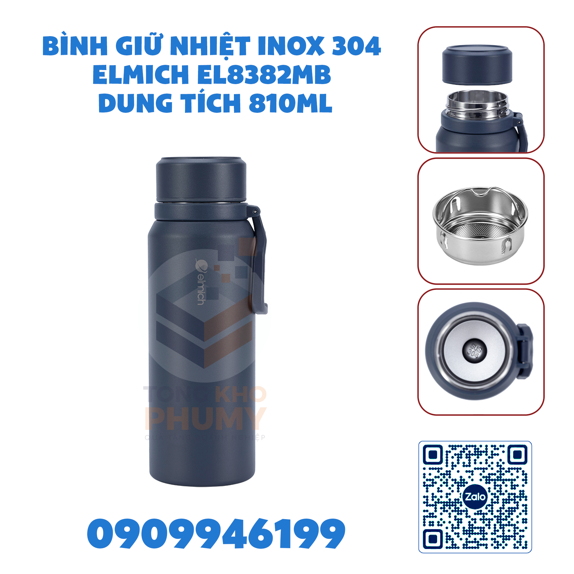 Bình giữ nhiệt inox 304 Elmich EL8382MB dung tích 810ml
