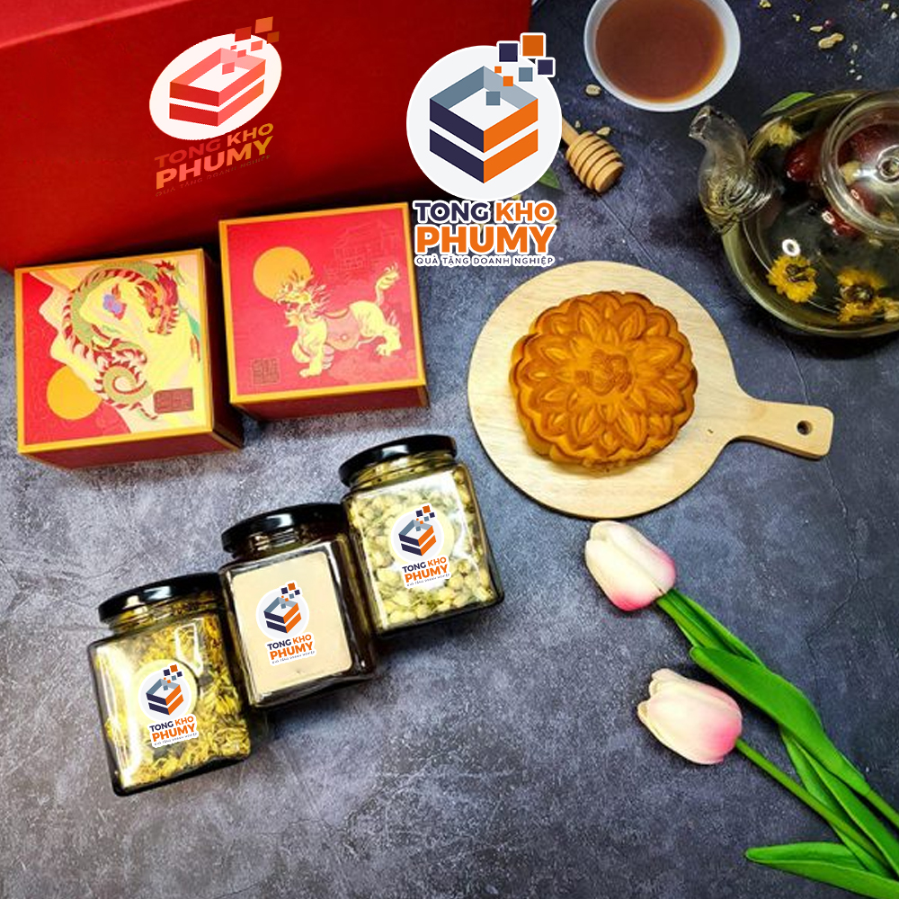 SET HỘP ĐỰNG BÁNH TRUNG THU 2 BÁNH 3 TRÀ 