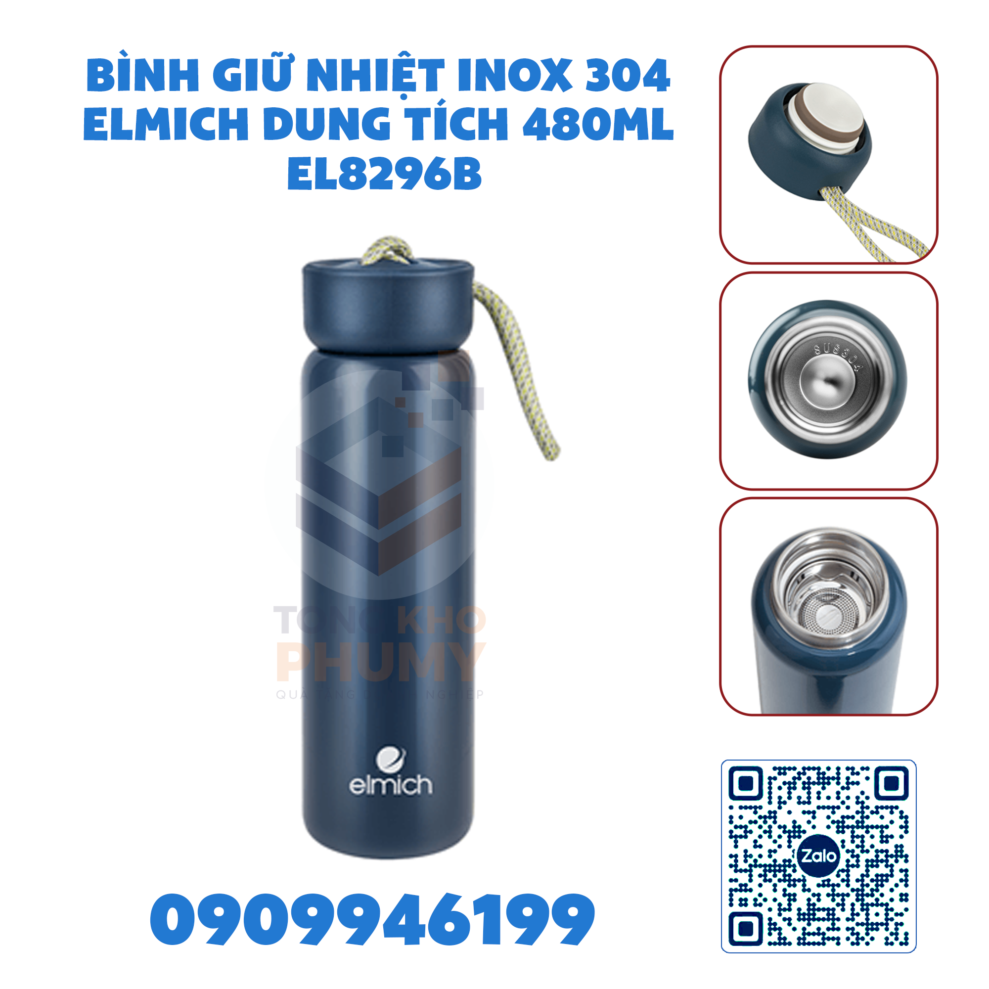 Bình giữ nhiệt Inox 304 ELMICH dung tích 480ml EL8296B