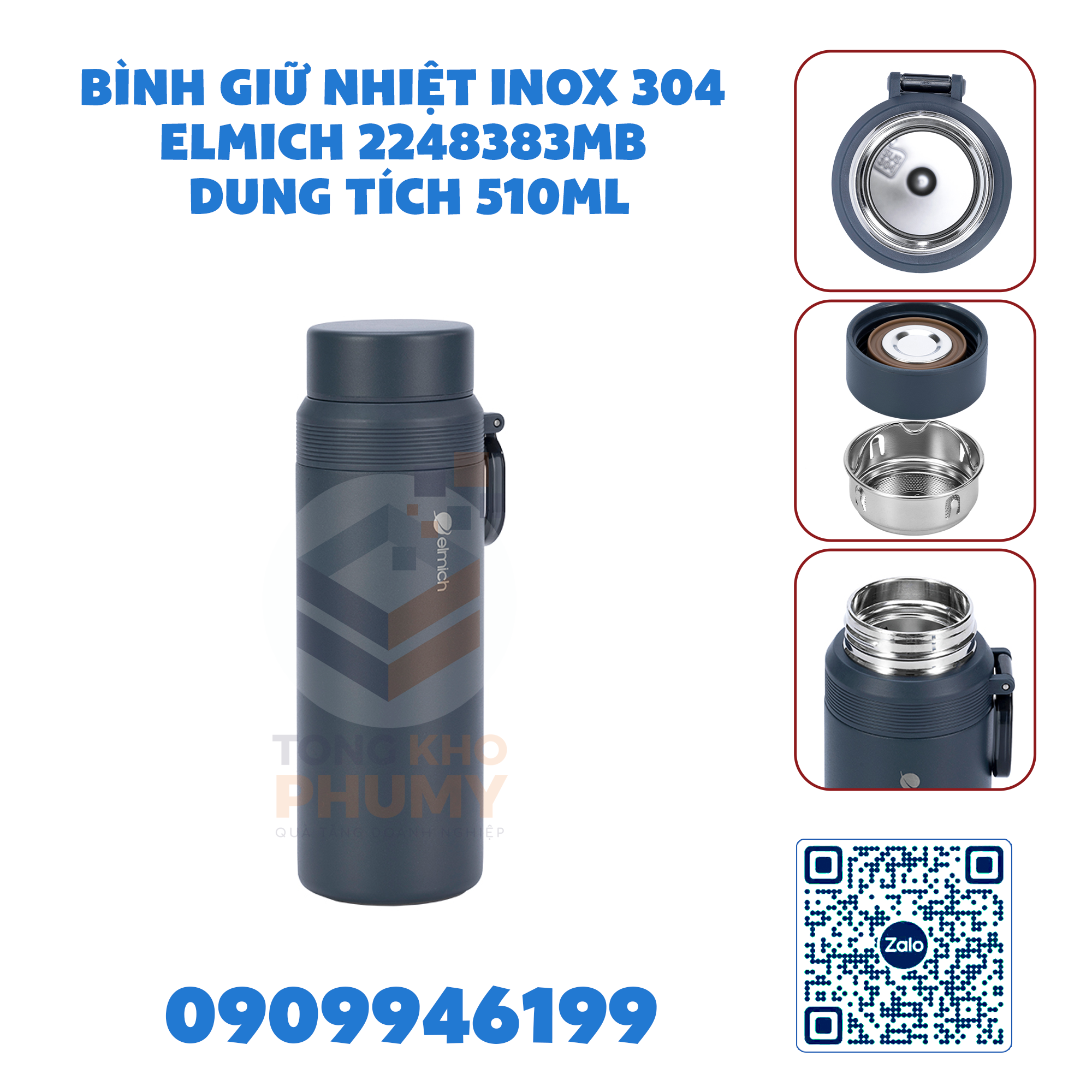 Bình giữ nhiệt Inox 304 Elmich 2248383MB dung tích 510ml