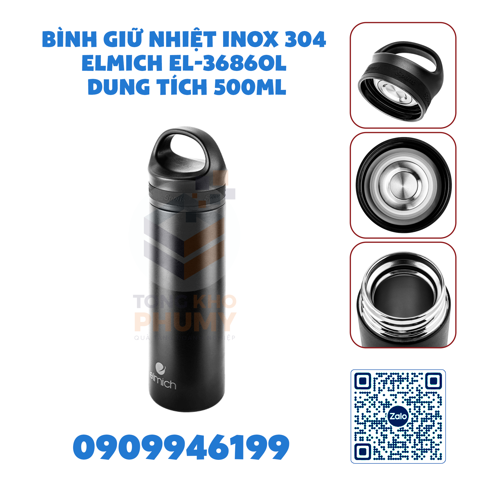 Bình giữ nhiệt Inox 304 Elmich EL-3686OL dung tích 500ml