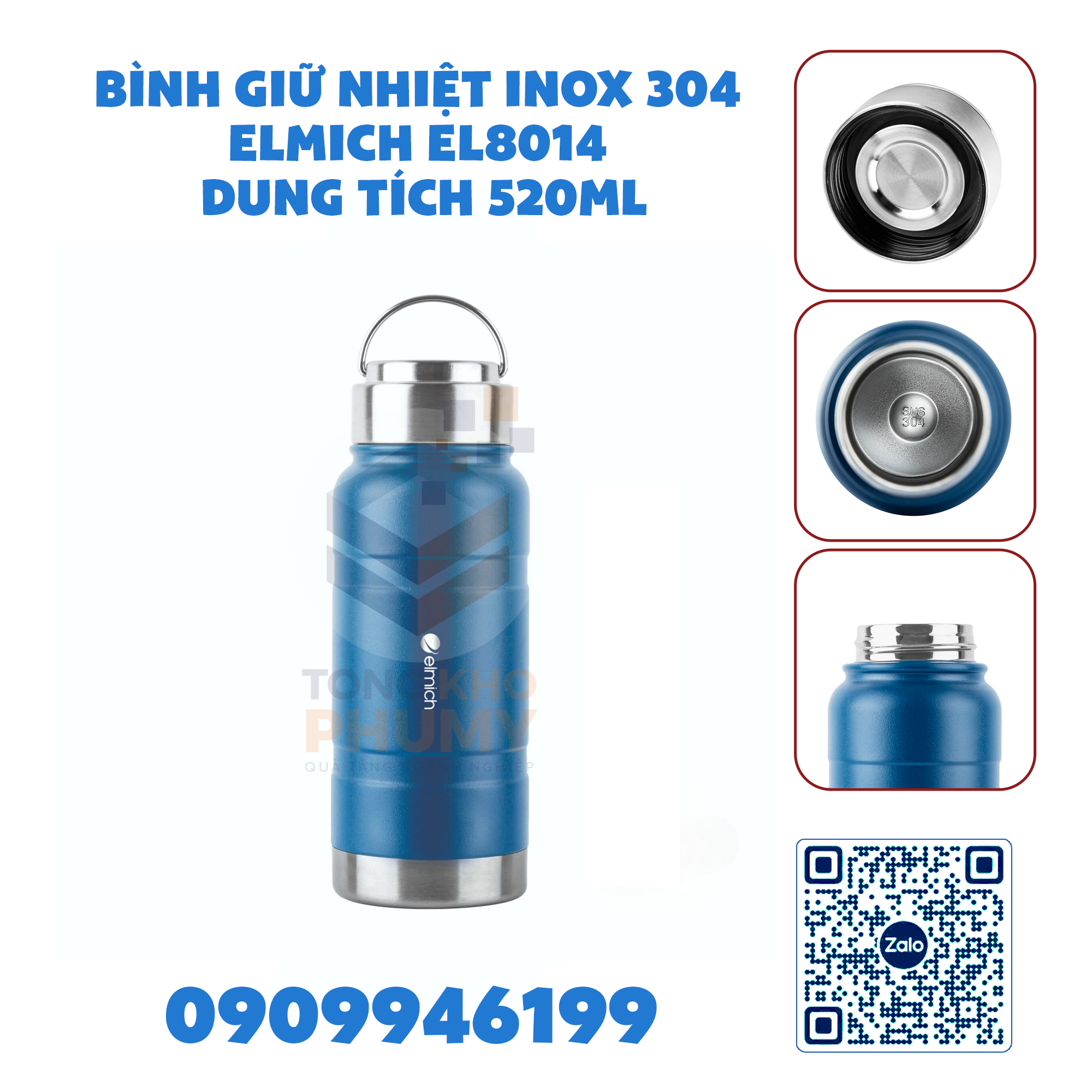 Bình giữ nhiệt Inox 304 Elmich EL8014 dung tích 520ml