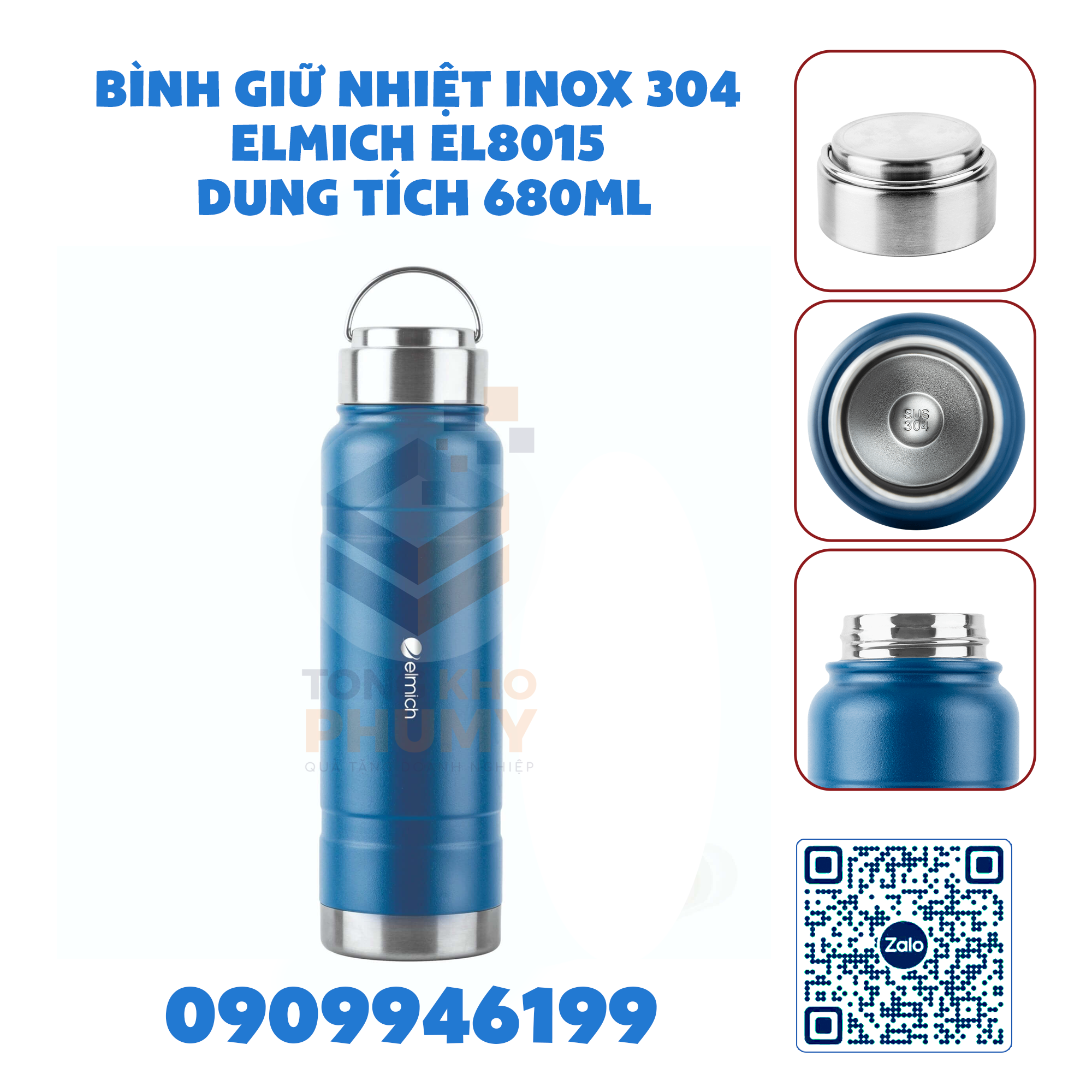 Bình giữ nhiệt Inox 304 Elmich EL8015 dung tích 680ml