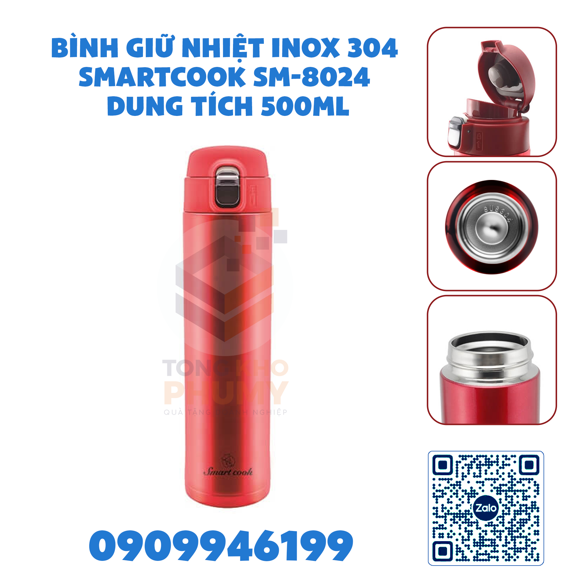 Bình giữ nhiệt Inox 304 Smartcook SM-8024 dung tích 500ml