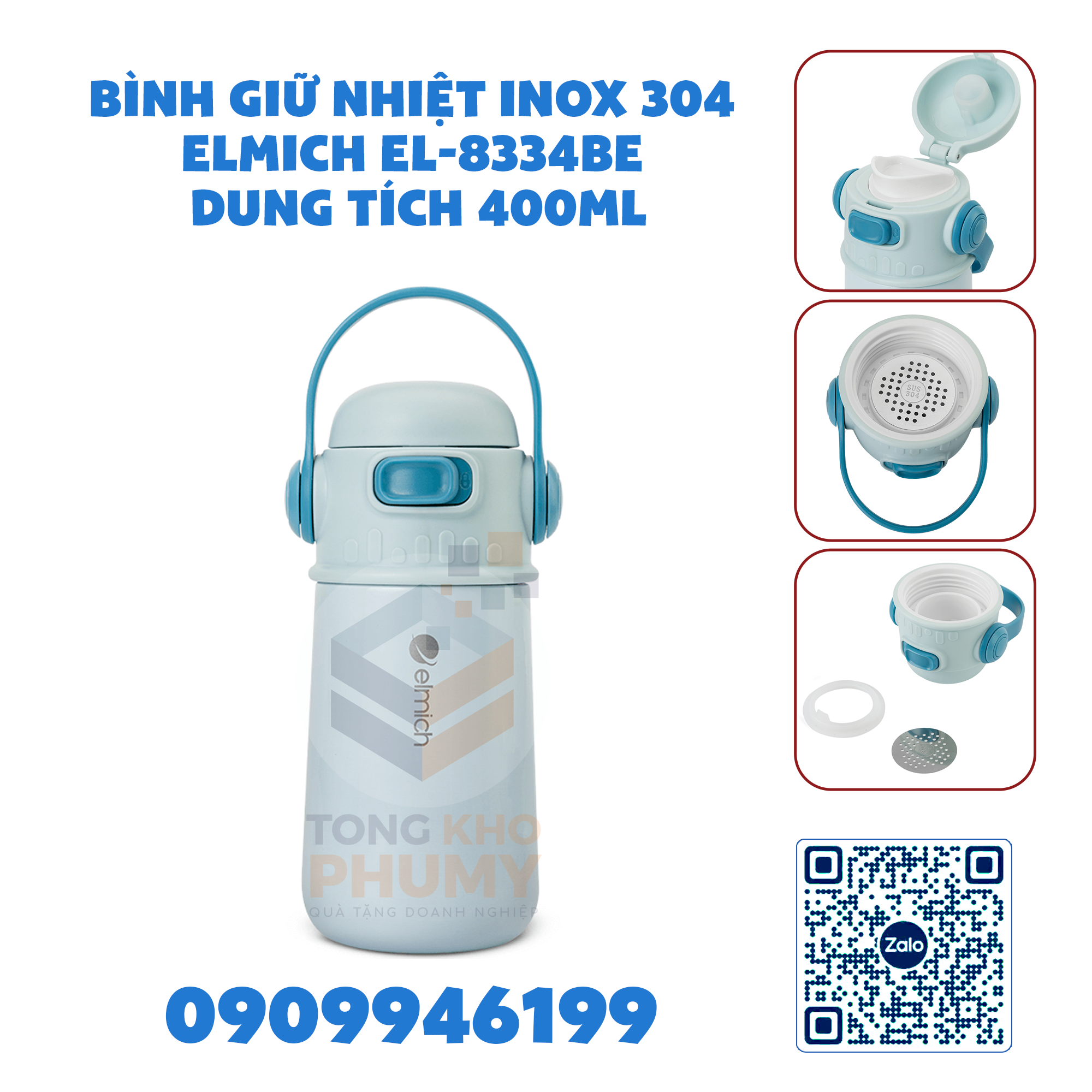 Bình giữ nhiệt inox 304 Elmich EL-8334BE dung tích 400ml