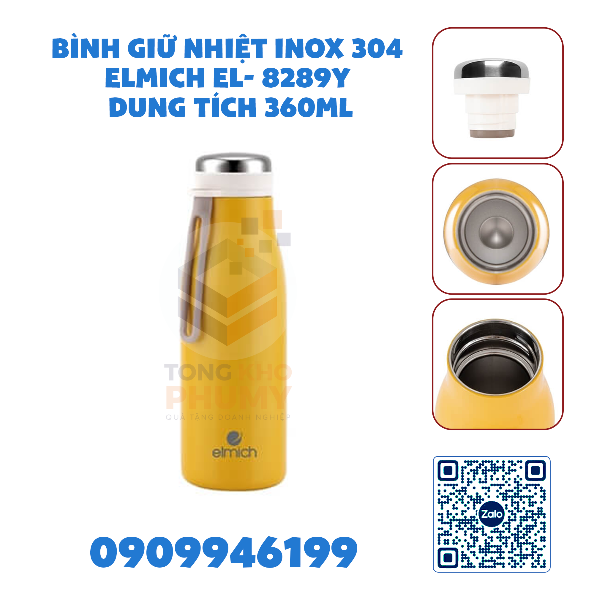 Bình giữ nhiệt inox 304 Elmich EL- 8289Y dung tích 360ml