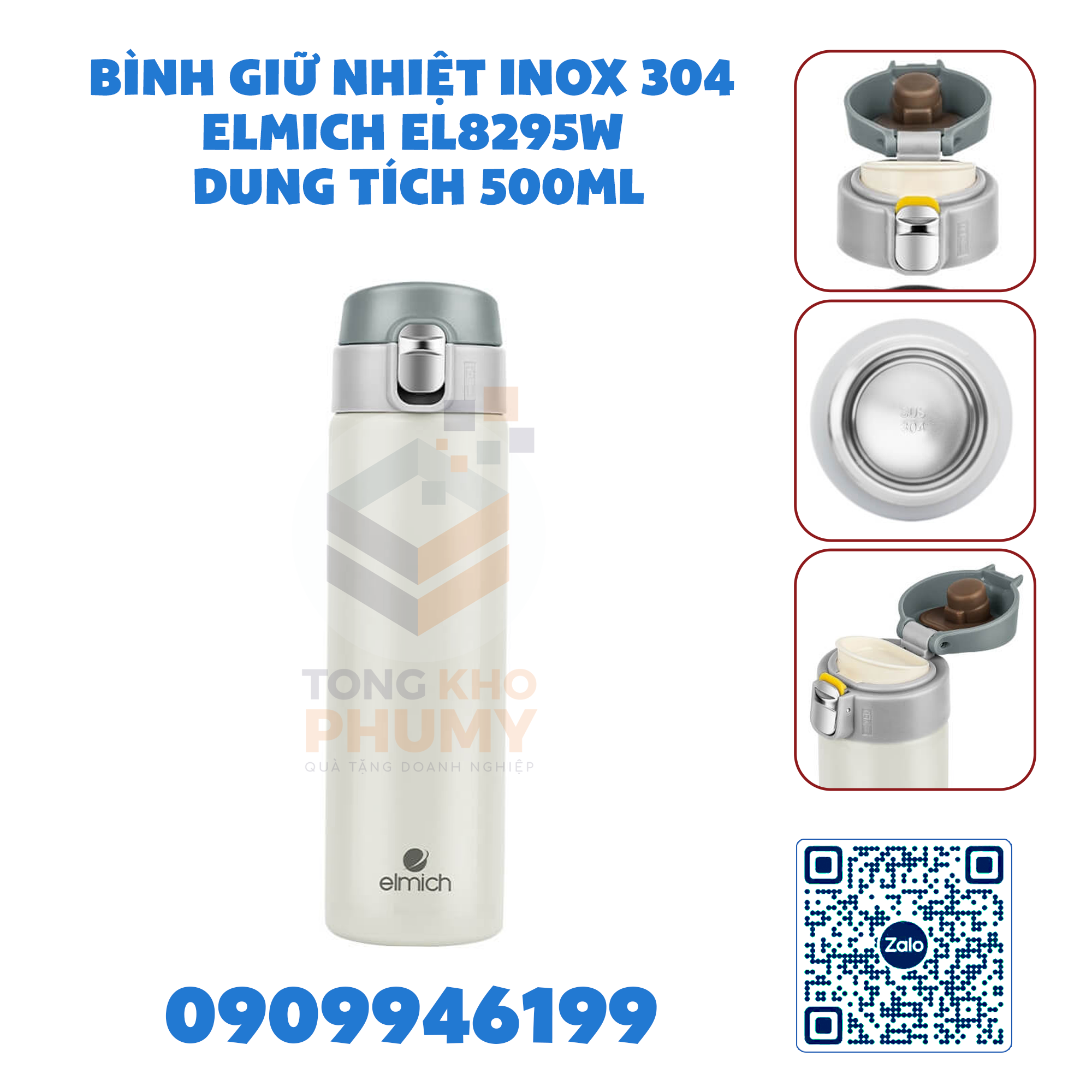 Bình giữ nhiệt inox 304 Elmich EL8295W dung tích 500ml