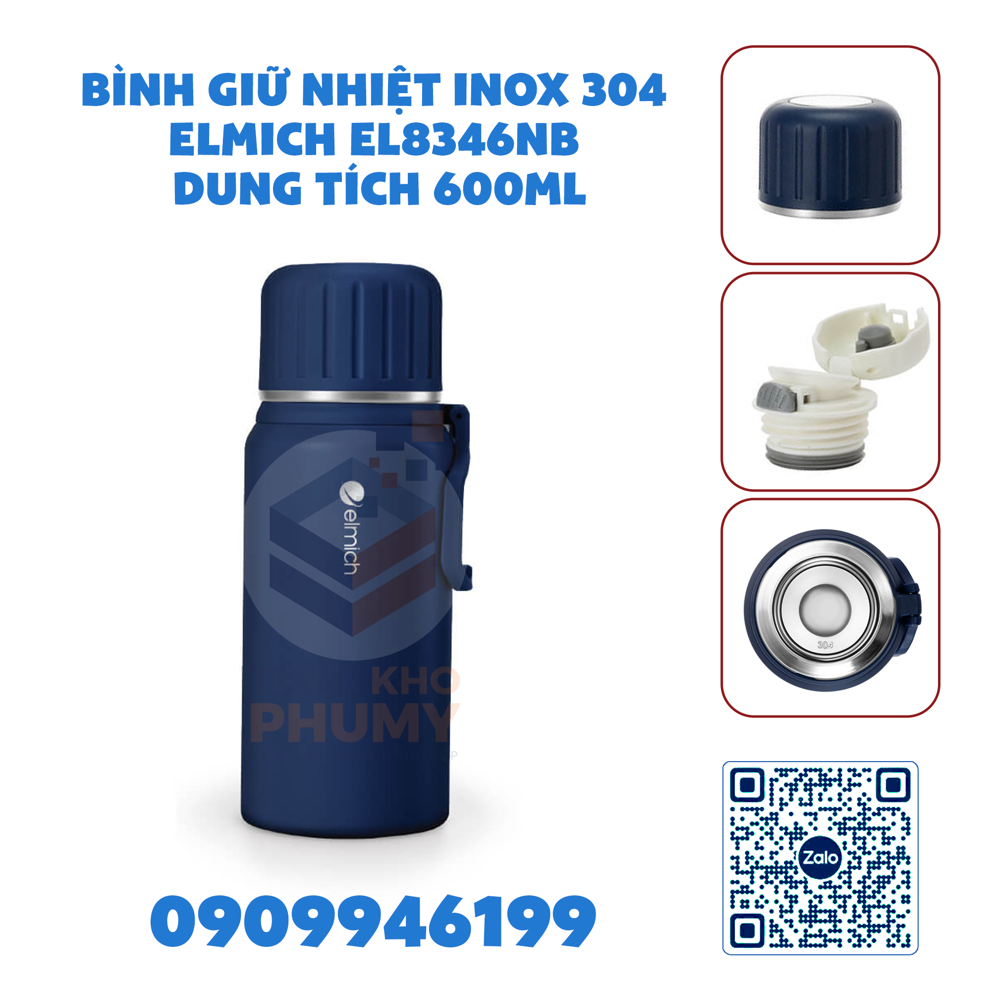Bình giữ nhiệt inox 304 Elmich EL8346NB dung tích 600ml