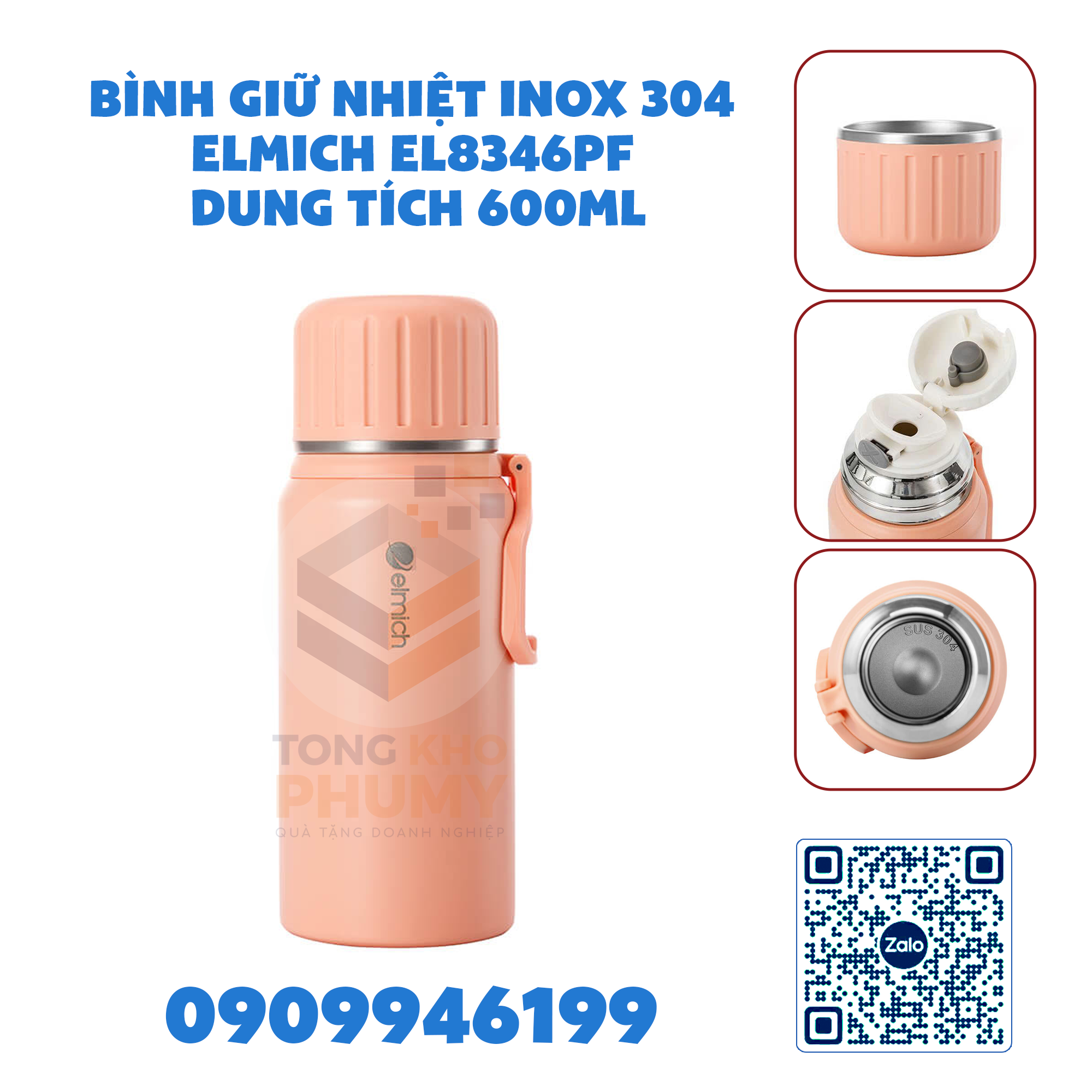 Bình giữ nhiệt inox 304 Elmich EL8346PF dung tích 600ml