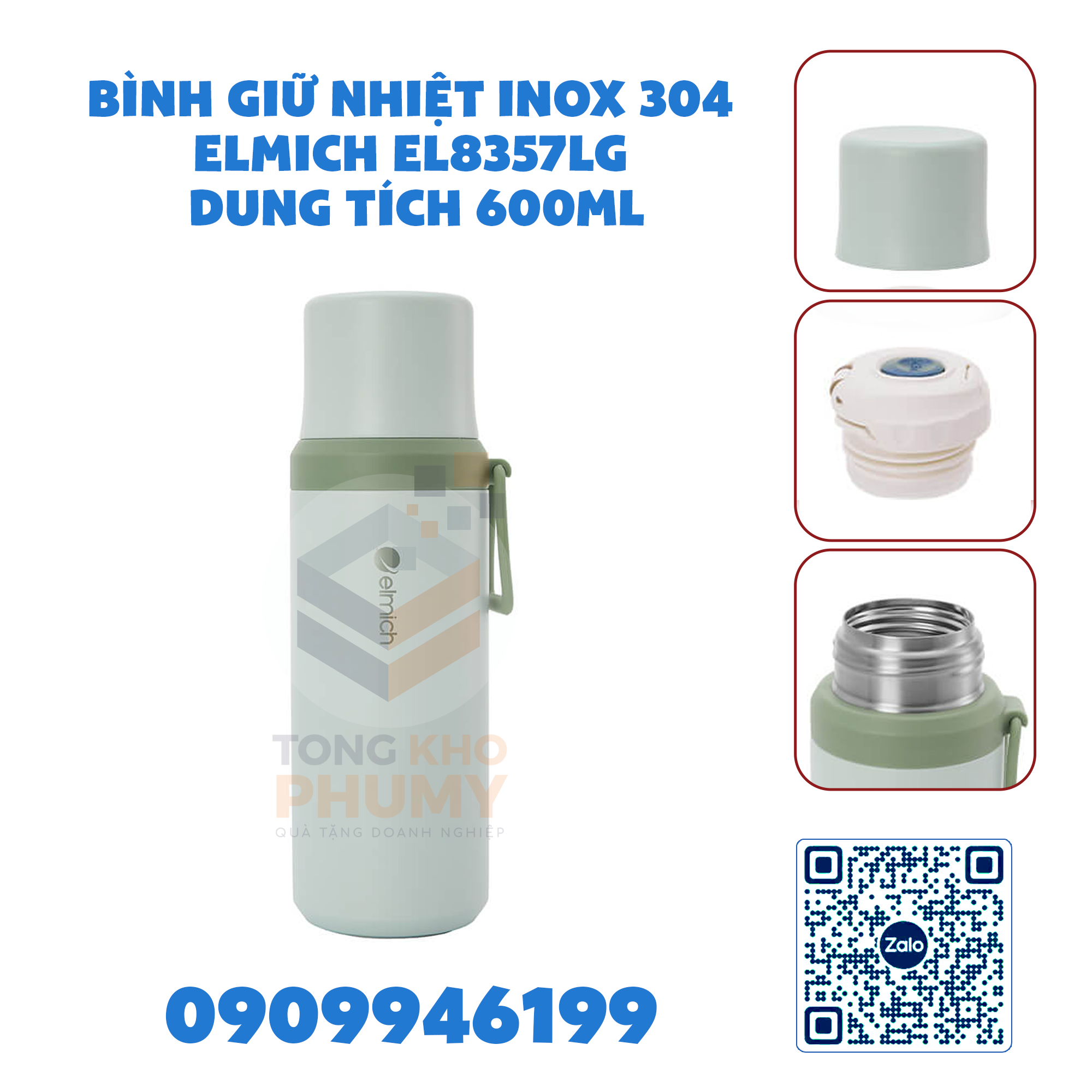 Bình giữ nhiệt inox 304 Elmich EL8357LG dung tích 600ml