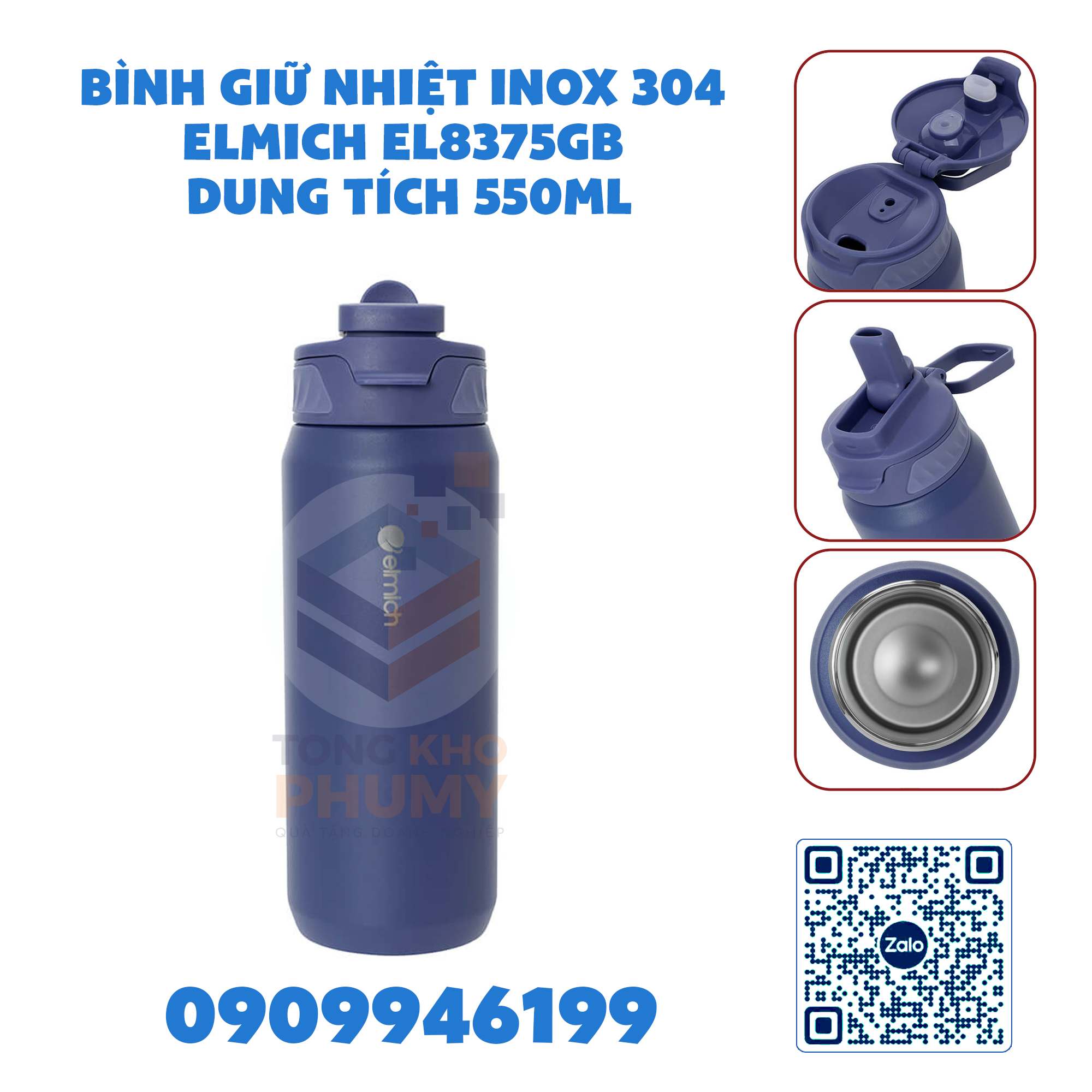 Bình giữ nhiệt inox 304 Elmich EL8375GB dung tích 550ml