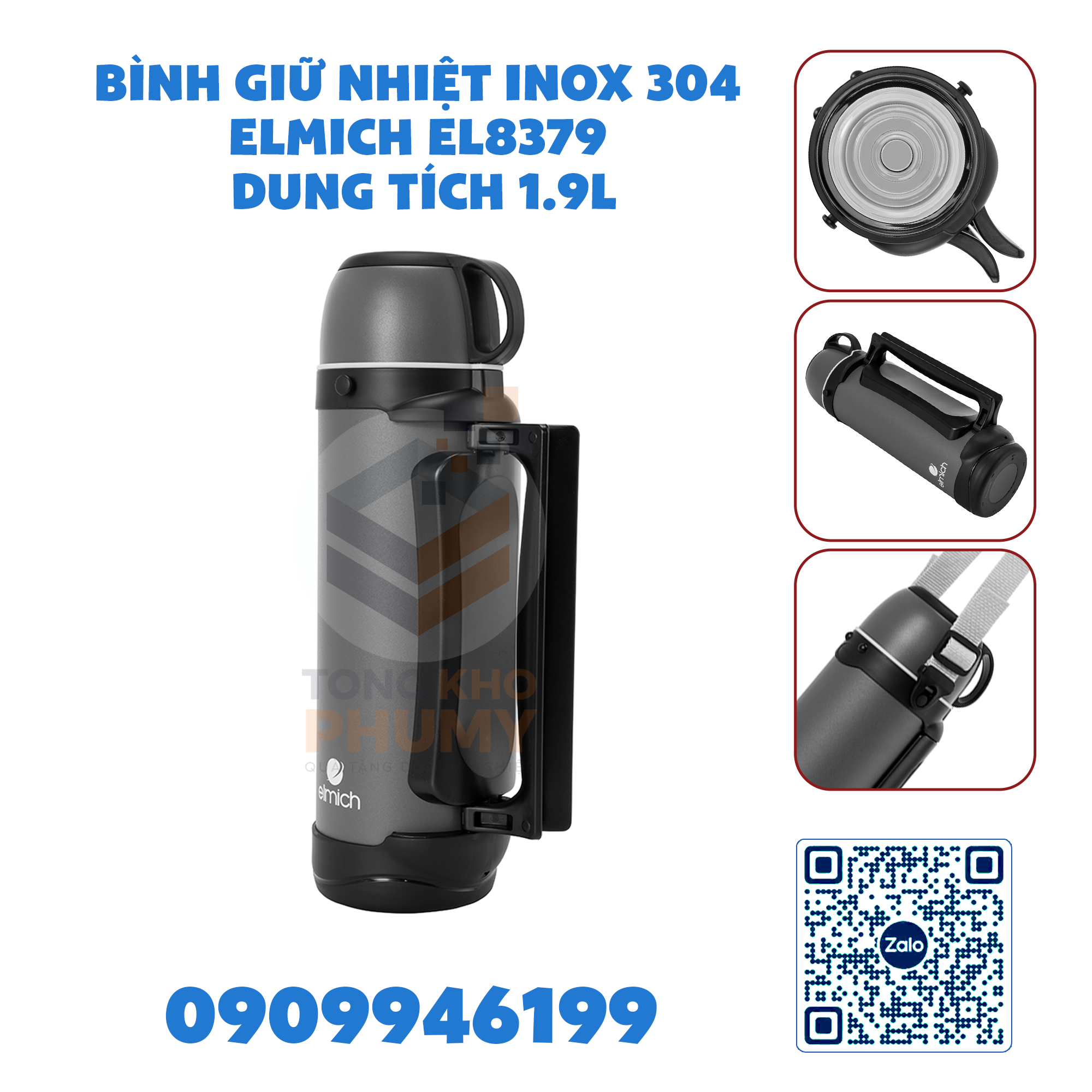 Bình giữ nhiệt inox 304 Elmich EL8379 dung tích 1.9L
