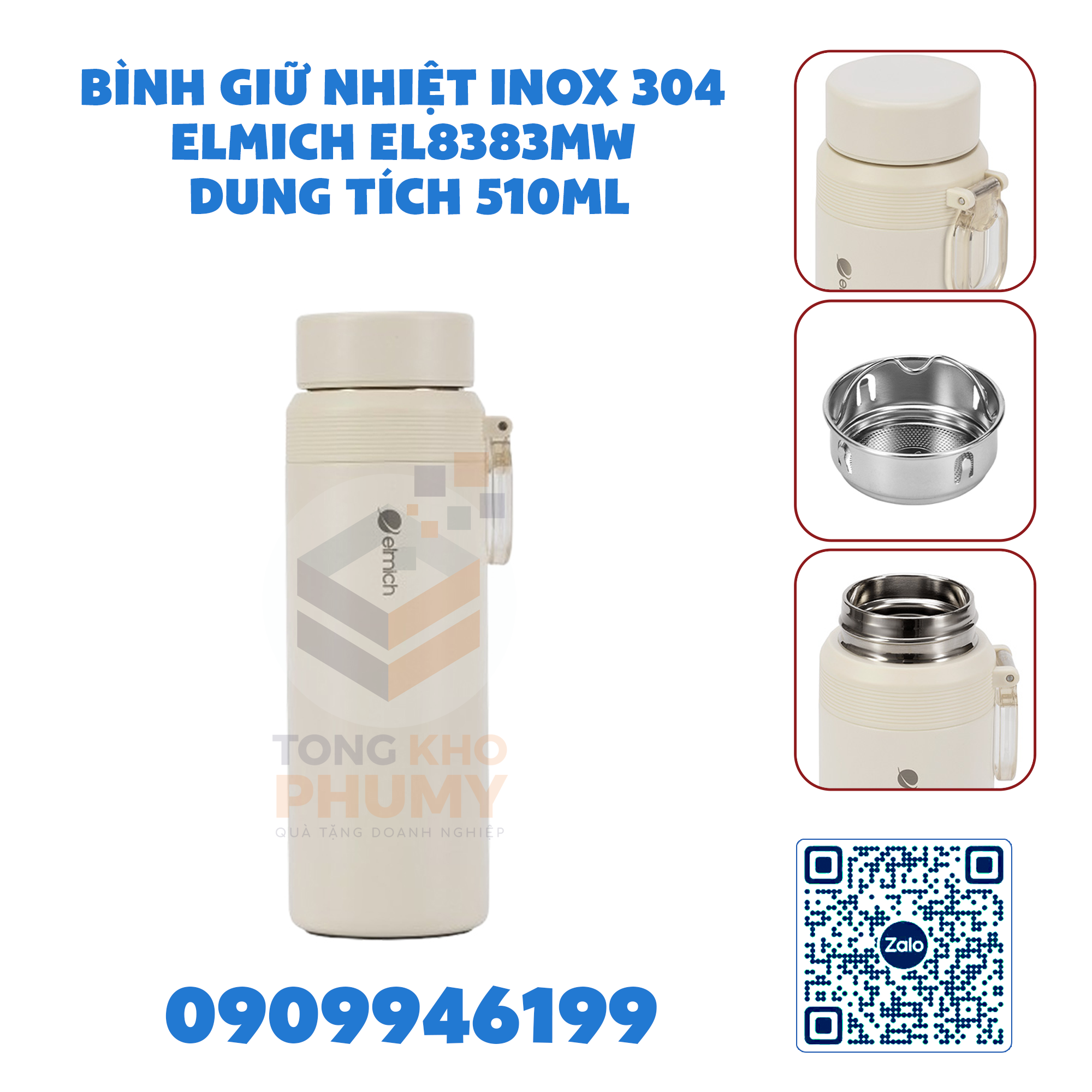 Bình giữ nhiệt inox 304 Elmich EL8383MW dung tích 510ml