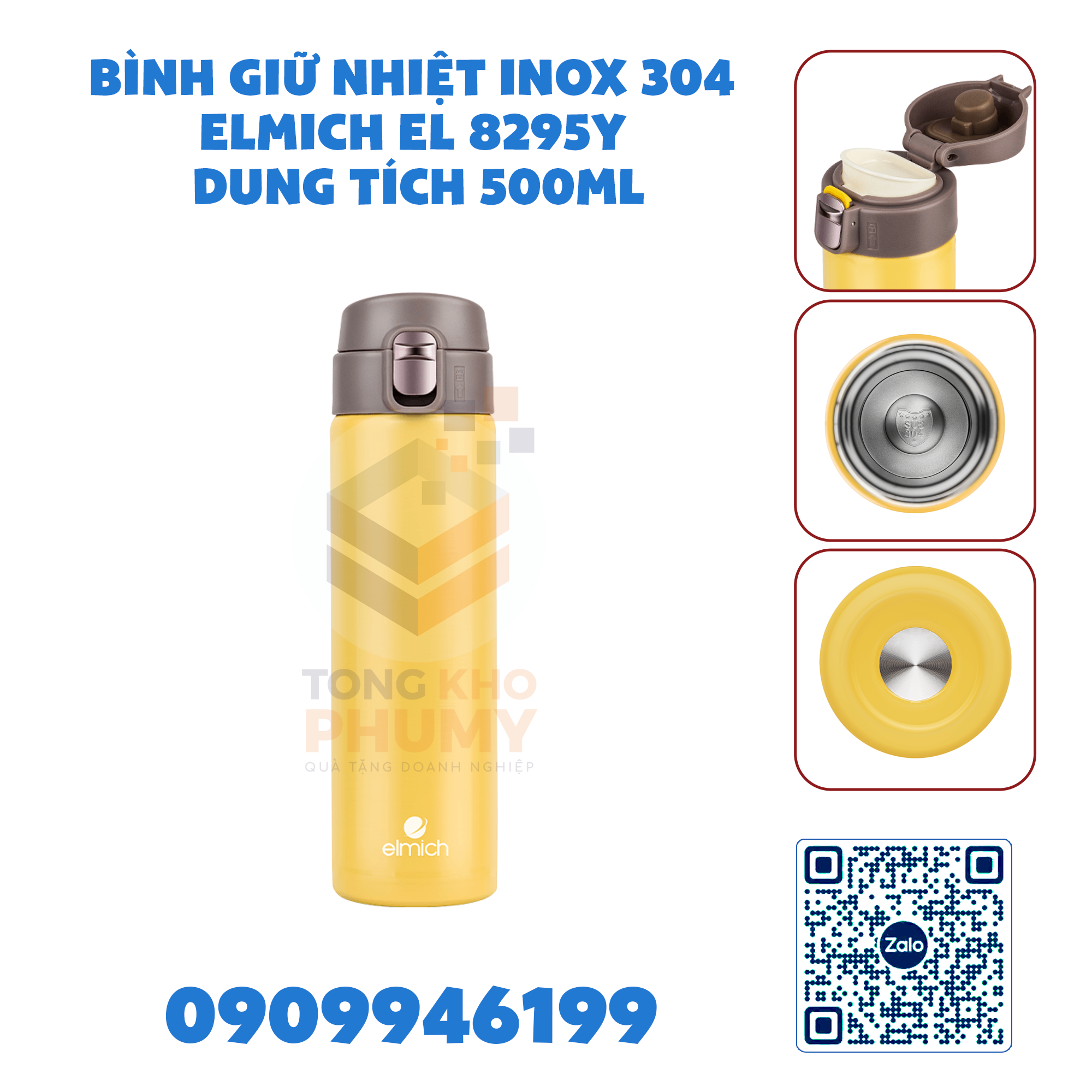 Bình giữ nhiệt inox 304 Elmich EL 8295Y dung tích 500ml