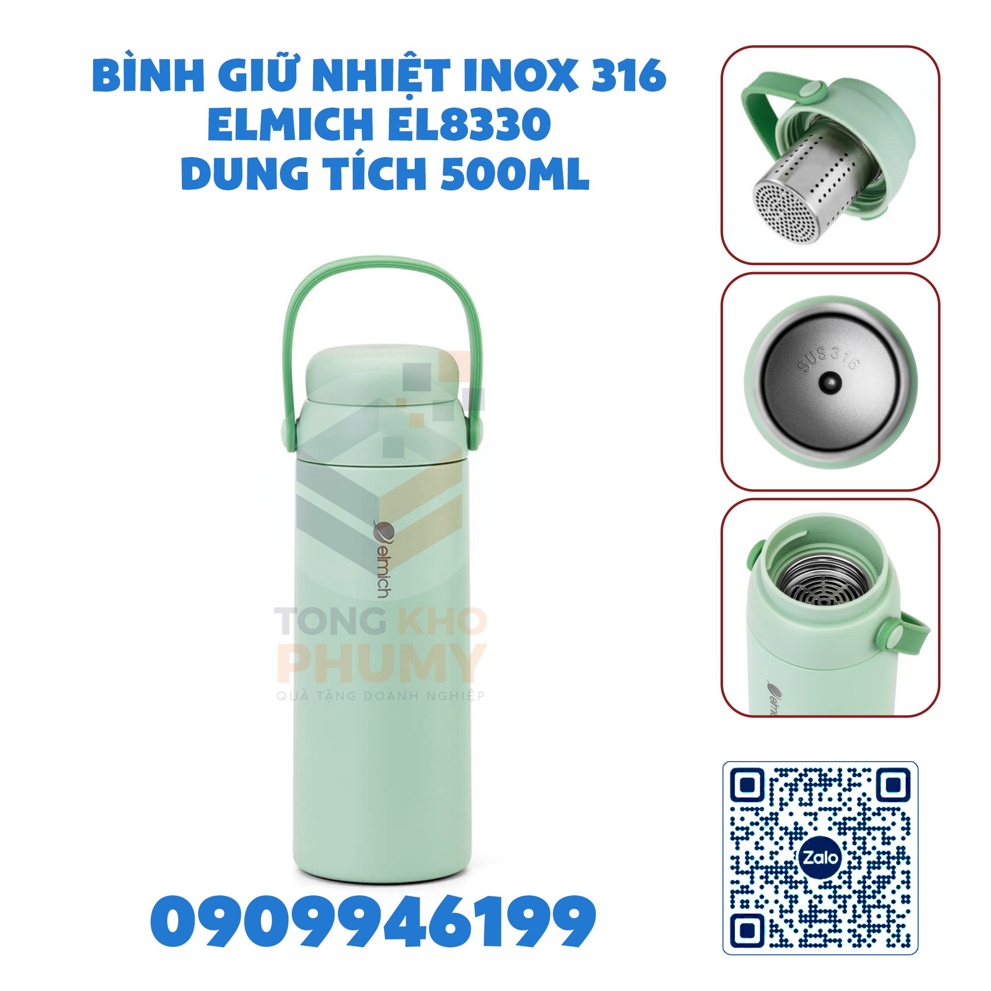 Bình giữ nhiệt inox 316 Elmich EL8330 dung tích 500ml