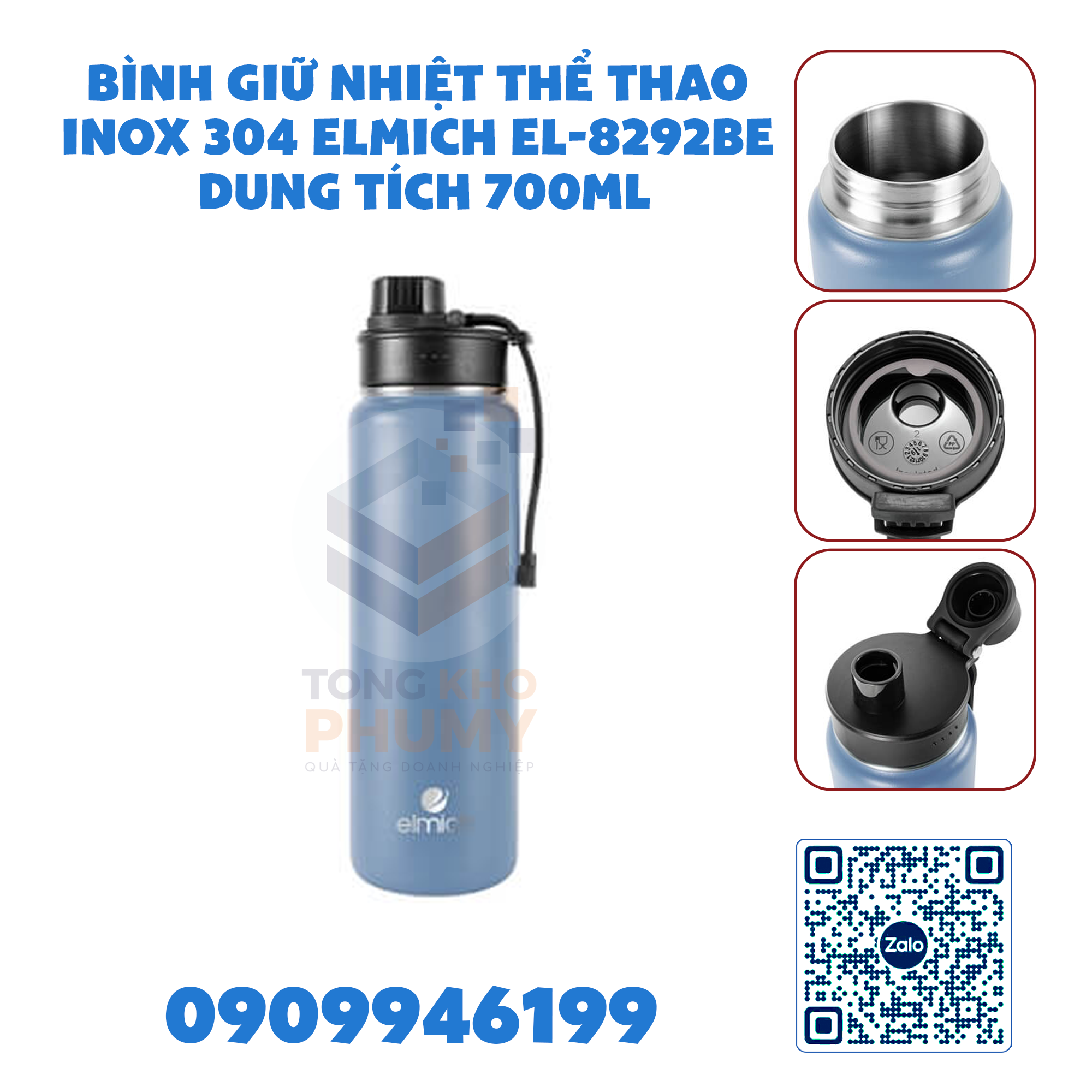 Bình giữ nhiệt thể thao inox 304 Elmich EL-8292BE dung tích 700ml