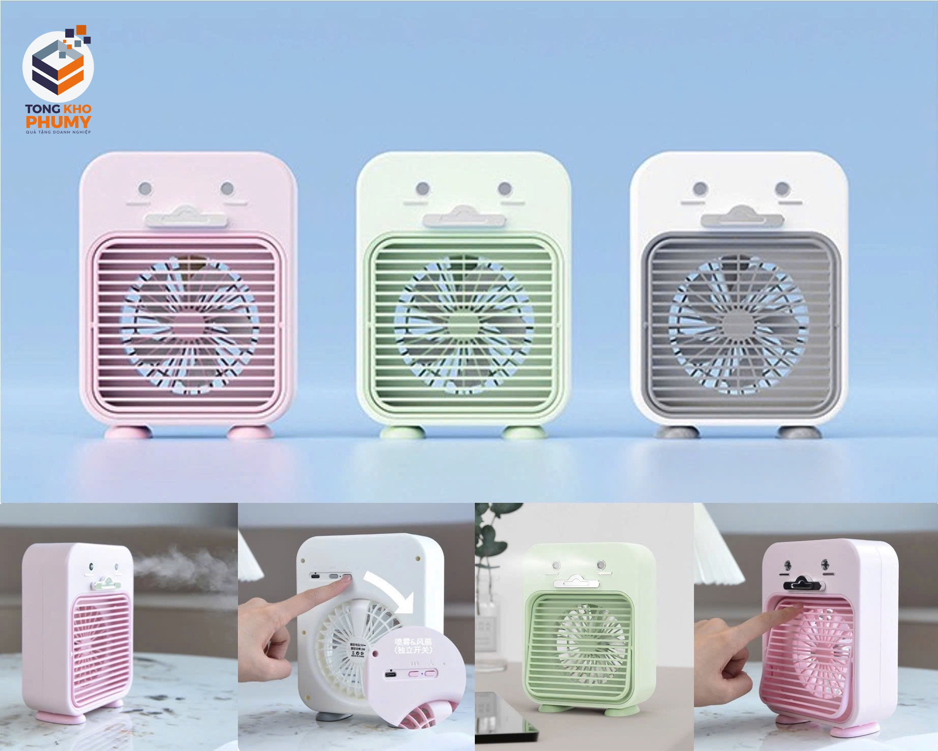 Quạt mini phun sương để bàn vịt con