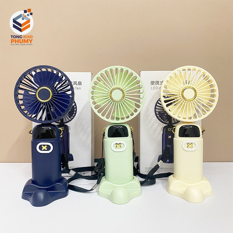 Quạt tích điện mini có đế kê điện thoại
