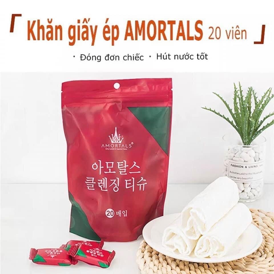 Bịnh 20 viên khăn nén hàn quốc hình viên kẹo tròn Amortals Tmark (Kiện 300 gói) BỊNH 20 VIÊN KHĂN NÉN HÀN QUỐC HÌNH VIÊN KẸO TRÒN AMORTALS TMARK (KIỆN 300 GÓI)