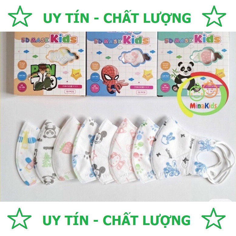 THÙNG 10 BỌC(BỌC 10C) CHIẾC KHẨU TRANG TRẺ EM 5D MASK KIDS