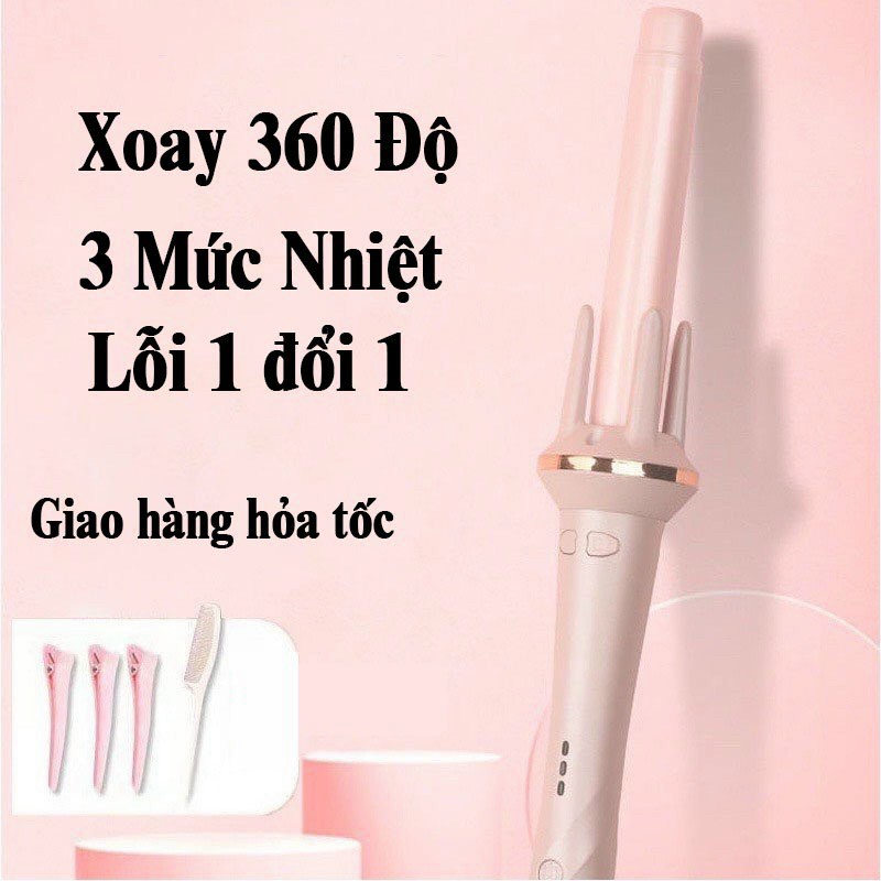 MÁY UỐN TÓC XOĂN 360 SÓNG TỰ ĐỘNG HAZUMJ CHÍNH HÃNG, MÁY LÀM TÓC TỰ XOAY CAO CẤP CHẤT LIỆU GỐM SỨ SI