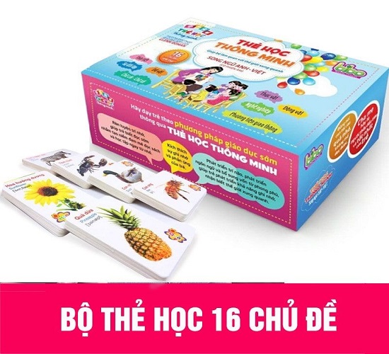 BỘ THẺ HỌC SONG NGỮ GỒM 16 CHỦ ĐỀ 416 THẺ THÔNG MINH FLASHCARD CHO BÉ (T40)