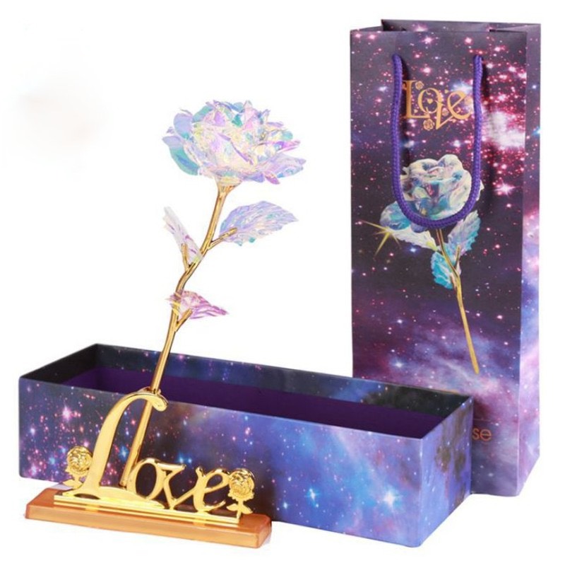 HOA HỒNG MẠ VÀNG 24K PHÁT SÁNG CÓ ĐẾ LOVE MẪU MỚI 2020(KO GẤU- PHÁT SÁNG)