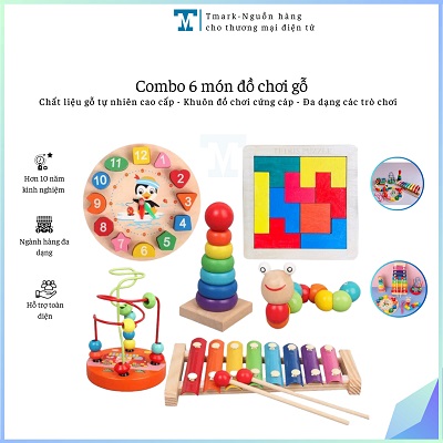 COMBO 6 MÓN ĐỒ CHƠI GỖ (KIỆN 100 BỘ)