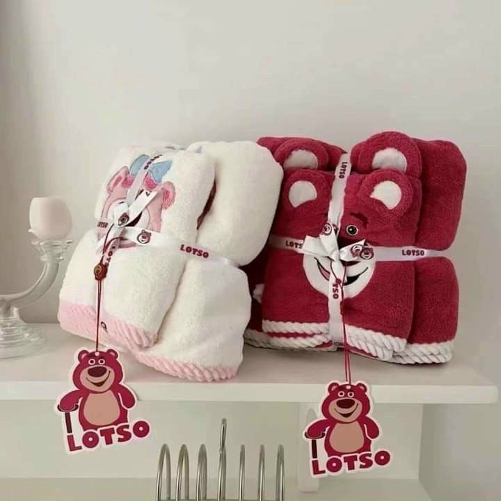 SET 2 KHĂN TẮM,KHĂN MẶT COTTON GẤU LOTSO TMARK (KIỆN 200 SET)