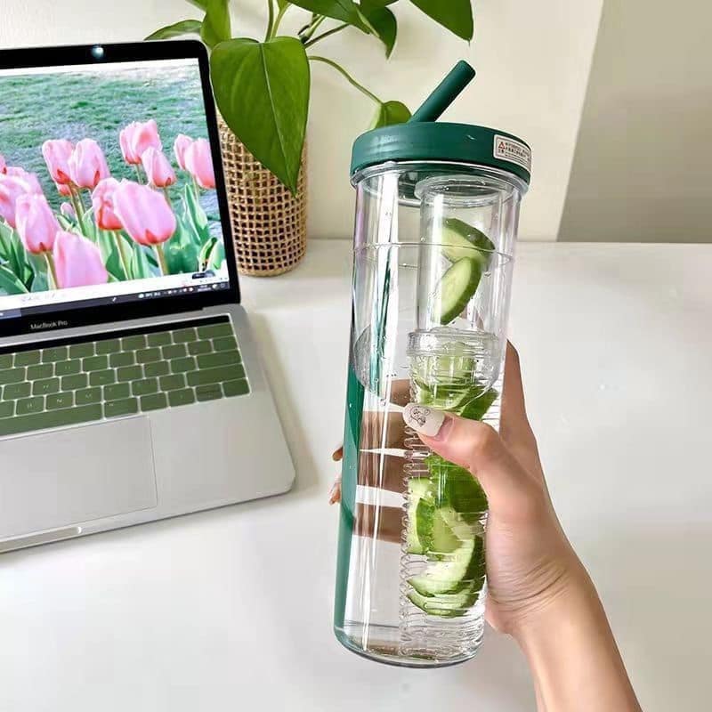 BÌNH NƯỚC DETOX CÓ NGĂN LỌC TRÁI CÂY KÈM ỐNG HÚT 700ML TMARK (KIỆN 210 CÁI)
