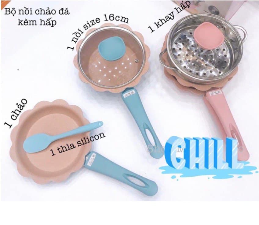 BỘ NỒI CHẢO CHO BÉ ĂN DẶM HÌNH HOA TMARK (KIỆN 12 BỘ)