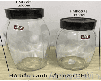 HỦ BẦU CẠNH NẮP NÂU HMFG57S-1800ML DELI TMARK