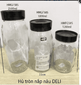 HỦ TRÒN NẮP NÂU HMFG58S-1200ML DELI TMARK