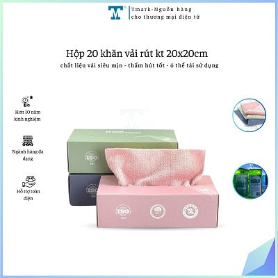 HỘP 20 KHĂN VẢI RÚT KT 20X20CM (KIỆN 50 HỘP)