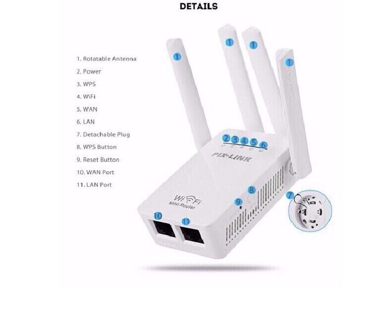 THIẾT BỊ KÍCH SÓNG WIFI PIX-LINK 4 ĂNG TEN LV-WR09