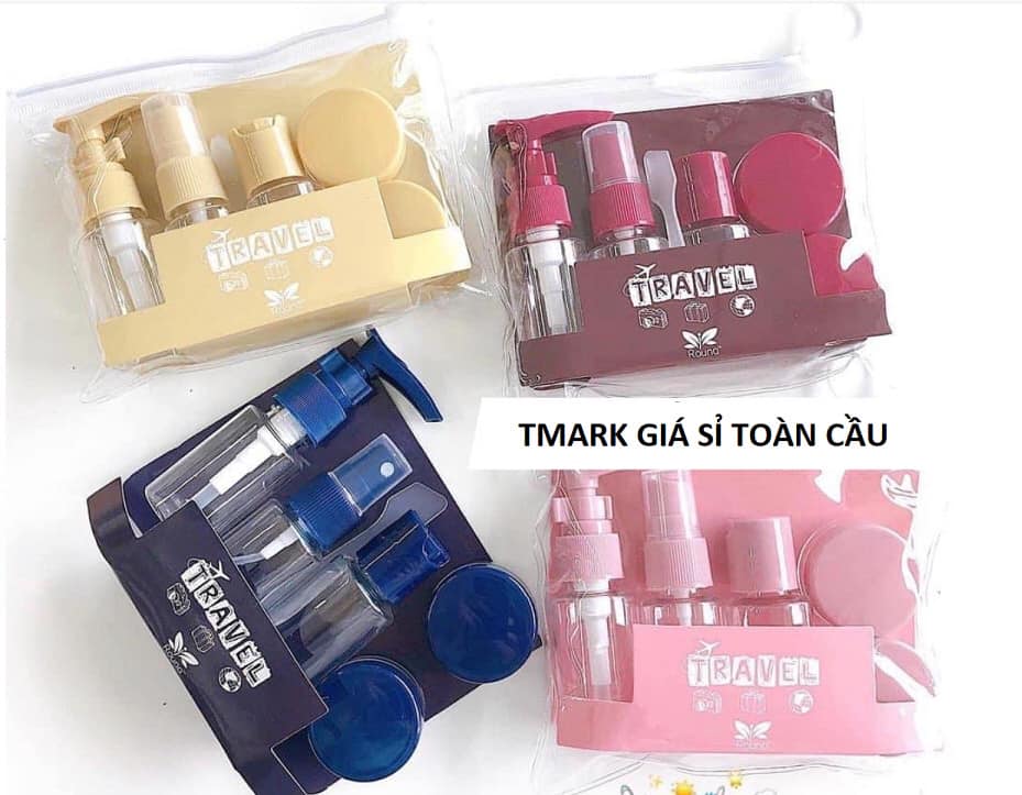 BỘ CHIẾT MỸ PHẨM TRAVEL 6 MÓN KÈM PHỤ KIỆN VÀ TÚI ĐỰNG TMARK (KIỆN 180 BỘ)