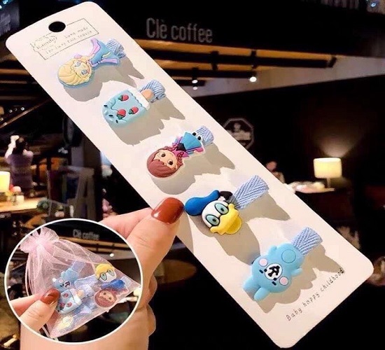 SÉT 1 VĨ 5 KẸP SIÊU YÊU CHO BÉ( HÌNH CẦU VÔNG, MÂY, KẸO)