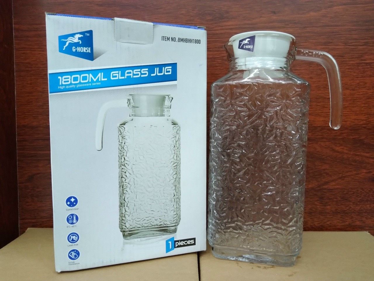 BÌNH ĐỰNG NƯỚC THUỶ TINH 1,8L (KIỆN 12 CÁI)