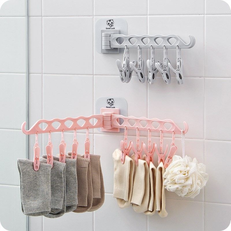 MÓC TREO QUẦN ÁO DÁN TƯỜNG, 10 KẸP NHỰA PHƠI ĐỒ ĐA NĂNG TMARK