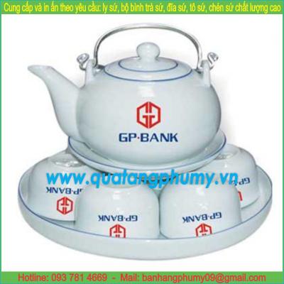 Bộ bình trà sứ in logo PTP30